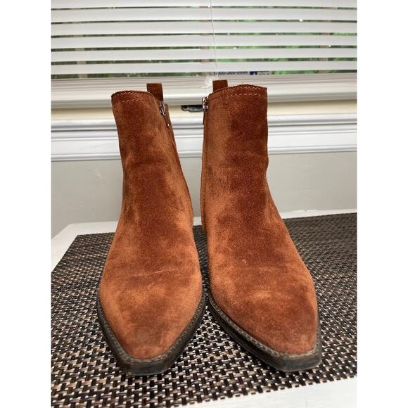 Zodiac Women's Robyn Pointed Toe Booties Size 7.5M Leather Ankle Boots Cognac - Picture 7 of 14